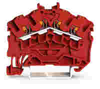 WAGO TOPJOB® S feedthrough terminal block with Push-buttons; angled; rail mount; 4-conductor; 5.2 mm wide; red
