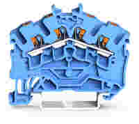 WAGO TOPJOB® S feedthrough terminal block with Push-buttons; angled; rail mount; 4-conductor; 5.2 mm wide; blue