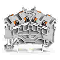 WAGO TOPJOB® S feedthrough terminal block with Push-buttons; angled; rail mount; 4-conductor; 5.2 mm wide; black