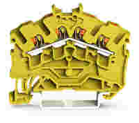 WAGO TOPJOB® S feedthrough terminal block with Push-buttons; angled; rail mount; 4-conductor; 5.2 mm wide; yellow