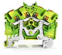 WAGO TOPJOB® S ground terminal block with Push-buttons; angled; rail mount; 4-conductor; 5.2 mm wide; green-yellow