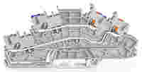 Multilevel installation terminal block; with operating slots and push-button; 2.5 mm²; N/L; Push-in CAGE CLAMP®; 2,50 mm²; gray