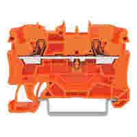 WAGO 2-conductor through terminal block; with push-button; 4 mm²; with test port; suitable for Ex e II applications; side and center marking; for DIN-rail 35 x 15 and 35 x 7.5; Push-in CAGE CLAMP®; 4,00 mm²; orange