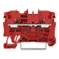 WAGO 2-conductor through terminal block; with push-button; 4 mm²; with test port; suitable for Ex e II applications; side and center marking; for DIN-rail 35 x 15 and 35 x 7.5; Push-in CAGE CLAMP®; 4,00 mm²; red