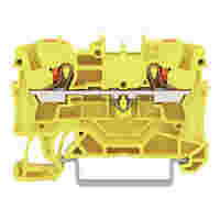WAGO 2-conductor through terminal block; with push-button; 4 mm²; with test port; suitable for Ex e II applications; side and center marking; for DIN-rail 35 x 15 and 35 x 7.5; Push-in CAGE CLAMP®; 4,00 mm²; yellow