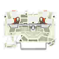 WAGO 2-conductor through terminal block; with push-button; 4 mm²; with test port; suitable for Ex e II applications; side and center marking; for DIN-rail 35 x 15 and 35 x 7.5; Push-in CAGE CLAMP®; 4,00 mm²; light gray