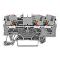 TOPJOB®S feedthrough terminal block with Push-buttons; rail mount; 3-conductor; 6.2 mm wide; gray
