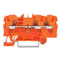 WAGO 3-conductor through terminal block; with push-button; 4 mm²; with test port; suitable for Ex e II applications; side and center marking; for DIN-rail 35 x 15 and 35 x 7.5; Push-in CAGE CLAMP®; 4,00 mm²; orange