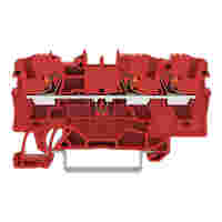 WAGO 3-conductor through terminal block; with push-button; 4 mm²; with test port; suitable for Ex e II applications; side and center marking; for DIN-rail 35 x 15 and 35 x 7.5; Push-in CAGE CLAMP®; 4,00 mm²; red