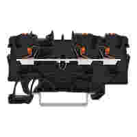 WAGO 3-conductor through terminal block; with push-button; 4 mm²; with test port; suitable for Ex e II applications; side and center marking; for DIN-rail 35 x 15 and 35 x 7.5; Push-in CAGE CLAMP®; 4,00 mm²; black