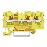 WAGO 3-conductor through terminal block; with push-button; 4 mm²; with test port; suitable for Ex e II applications; side and center marking; for DIN-rail 35 x 15 and 35 x 7.5; Push-in CAGE CLAMP®; 4,00 mm²; yellow