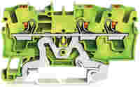TOPJOB®S ground terminal block with Push-buttons; rail mount; 3-conductor; 6.2 mm wide; green-yellow