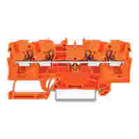 WAGO 4-conductor through terminal block; with push-button; 4 mm²; with test port; suitable for Ex e II applications; side and center marking; for DIN-rail 35 x 15 and 35 x 7.5; Push-in CAGE CLAMP®; 4,00 mm²; orange