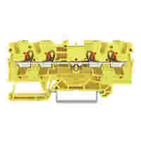 WAGO 4-conductor through terminal block; with push-button; 4 mm²; with test port; suitable for Ex e II applications; side and center marking; for DIN-rail 35 x 15 and 35 x 7.5; Push-in CAGE CLAMP®; 4,00 mm²; yellow