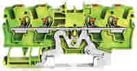 TOPJOB®S ground terminal block with Push-buttons; rail mount; 4-conductor; 6.2 mm wide; green-yellow