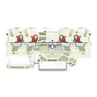 WAGO 4-conductor through terminal block; with push-button; 4 mm²; with test port; suitable for Ex e II applications; side and center marking; for DIN-rail 35 x 15 and 35 x 7.5; Push-in CAGE CLAMP®; 4,00 mm²; light gray