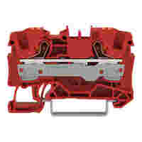 2-conductor through terminal block; with push-button; 6 mm²; with test port; suitable for Ex e II applications; side and center marking; for DIN-rail 35 x 15 and 35 x 7.5; Push-in CAGE CLAMP®; 6,00 mm²; red