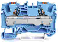 TOPJOB®S feedthrough terminal block with Push-buttons; rail mount; 2-conductor; 7.5 mm wide; blue