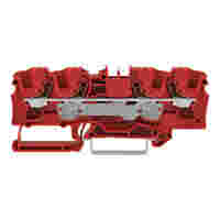 4-conductor through terminal block; with push-button; 6 mm²; with test port; suitable for Ex e II applications; side and center marking; for DIN-rail 35 x 15 and 35 x 7.5; Push-in CAGE CLAMP®; 6,00 mm²; red