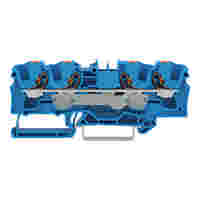 4-conductor through terminal block; with push-button; 6 mm²; with test port; suitable for Ex e II applications; side and center marking; for DIN-rail 35 x 15 and 35 x 7.5; Push-in CAGE CLAMP®; 6,00 mm²; blue