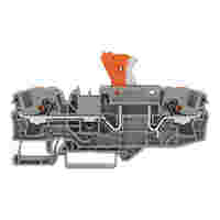 2-conductor disconnect terminal block; with pivoting knife disconnect; with test option; orange disconnect link; with push-button; for DIN-rail 35 x 15 and 35 x 7.5; 6 mm²; Push-in CAGE CLAMP®; 6,00 mm²; black