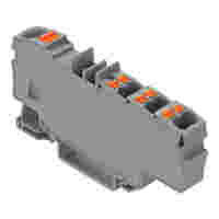 Distribution terminal block; with push-button; 1 x 6 mm² / 6 x 1.5 mm²; with integrated end plate; suitable for Ex e II applications; side and center marking; for DIN-rail 35 x 15 and 35 x 7.5; Push-in CAGE CLAMP®; 6,00 mm²; gray