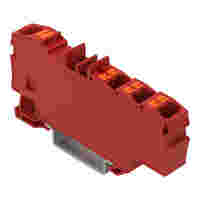 Distribution terminal block; with push-button; 1 x 6 mm² / 6 x 1.5 mm²; with integrated end plate; suitable for Ex e II applications; side and center marking; for DIN-rail 35 x 15 and 35 x 7.5; Push-in CAGE CLAMP®; 6,00 mm²; red