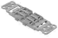 Mounting carrier with strain relief; 3-way; for inline splicing connector with lever; with snap-in mounting foot; gray