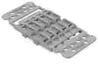 Mounting carrier with strain relief; 5-way; for inline splicing connector with lever; with snap-in mounting foot; gray