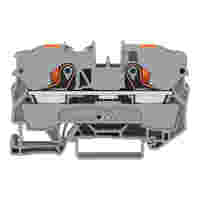 TOPJOB®S feedthrough terminal block with Push-buttons; rail mount; 2-conductor; 10 mm wide; gray