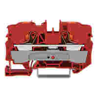2-conductor through terminal block; with push-button; 10 mm²; with test port; side and center marking; for DIN-rail 35 x 15 and 35 x 7.5; Push-in CAGE CLAMP®; 10,00 mm²; red