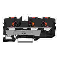 3-conductor through terminal block; with push-button; 10 mm²; with test port; side and center marking; for DIN-rail 35 x 15 and 35 x 7.5; Push-in CAGE CLAMP®; 10,00 mm²; black