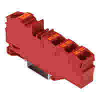 Distribution terminal block; with push-button; 1 x 16 mm² / 6 x 4 mm²; with integrated end plate; suitable for Ex e II applications; side and center marking; for DIN-rail 35 x 15 and 35 x 7.5; Push-in CAGE CLAMP®; 16,00 mm²; red