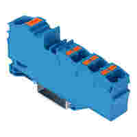 Distribution terminal block; with push-button; 1 x 16 mm² / 6 x 4 mm²; with integrated end plate; for Ex e II and Ex i applications; side and center marking; for DIN-rail 35 x 15 and 35 x 7.5; Push-in CAGE CLAMP®; 16,00 mm²; blue