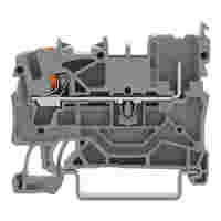 1-conductor/1-pin carrier terminal block; with push-button; 2.5 mm²; for DIN-rail 35 x 15 and 35 x 7.5; Push-in CAGE CLAMP®; 2,50 mm²; gray