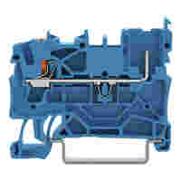 1-conductor/1-pin carrier terminal block; with push-button; 2.5 mm²; for DIN-rail 35 x 15 and 35 x 7.5; Push-in CAGE CLAMP®; 2,50 mm²; blue