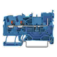 2-conductor/1-pin carrier terminal block; with push-button; 2.5 mm²; for DIN-rail 35 x 15 and 35 x 7.5; Push-in CAGE CLAMP®; 2,50 mm²; blue