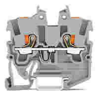 WAGO TOPJOB®S miniature feedthrough terminal block with Push-buttons; DIN-15 rail mount; 2-conductor; 3.5 mm wide; gray