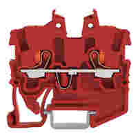 WAGO 2-conductor miniature through terminal block; with push-button; 1 mm²; for DIN-15 rail; side and center marking; with test port; Push-in CAGE CLAMP®; 1,00 mm²; red