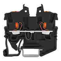 WAGO 2-conductor miniature through terminal block; with push-button; 1 mm²; for DIN-15 rail; side and center marking; with test port; Push-in CAGE CLAMP®; 1,00 mm²; black