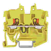 WAGO 2-conductor miniature through terminal block; with push-button; 1 mm²; for DIN-15 rail; side and center marking; with test port; Push-in CAGE CLAMP®; 1,00 mm²; yellow