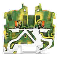 TOPJOB®S miniature ground terminal block with Push-buttons; DIN-15 rail mount; 2-conductor; 3.5 mm wide; green-yellow
