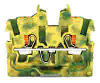 TOPJOB®S miniature feedthrough terminal block with Push-buttons; mounting flange; 2-conductor; 3.5 mm wide; green-yellow