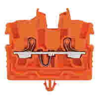 WAGO 2-conductor miniature through terminal block; with push-button; 1 mm²; with snap-in mounting foot; side and center marking; with test port; Push-in CAGE CLAMP®; 1,00 mm²; orange
