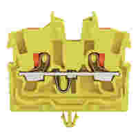 WAGO 2-conductor miniature through terminal block; with push-button; 1 mm²; with snap-in mounting foot; side and center marking; with test port; Push-in CAGE CLAMP®; 1,00 mm²; yellow