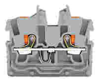 TOPJOB®S miniature feedthrough terminal block with Push-buttons; center terminal block without snap-in foot; 2-conductor; 3.5 mm wide; gray