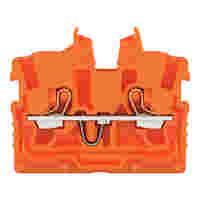 WAGO 2-conductor miniature through terminal block; with push-button; 1 mm²; Center terminal block without snap-in mounting foot, without mounting flange; side and center marking; with test port; Push-in CAGE CLAMP®; 1,00 mm²; orange