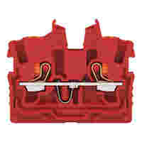 WAGO 2-conductor miniature through terminal block; with push-button; 1 mm²; Center terminal block without snap-in mounting foot, without mounting flange; side and center marking; with test port; Push-in CAGE CLAMP®; 1,00 mm²; red