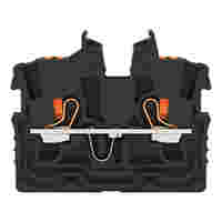 WAGO 2-conductor miniature through terminal block; with push-button; 1 mm²; Center terminal block without snap-in mounting foot, without mounting flange; side and center marking; with test port; Push-in CAGE CLAMP®; 1,00 mm²; black
