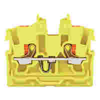WAGO 2-conductor miniature through terminal block; with push-button; 1 mm²; Center terminal block without snap-in mounting foot, without mounting flange; side and center marking; with test port; Push-in CAGE CLAMP®; 1,00 mm²; yellow